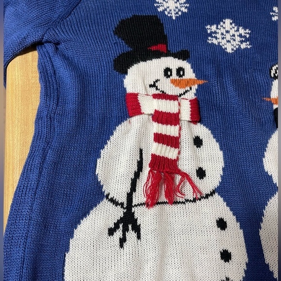 Carolyn Taylor blue snowman long sleeve knit Christmas sweater women’s size L - Picture 10 of 16